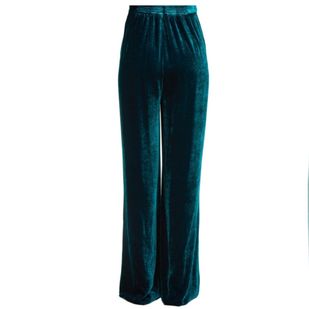 NWT ETRO Greenish teal velvet palazzo trousers - Picture 3 of 14